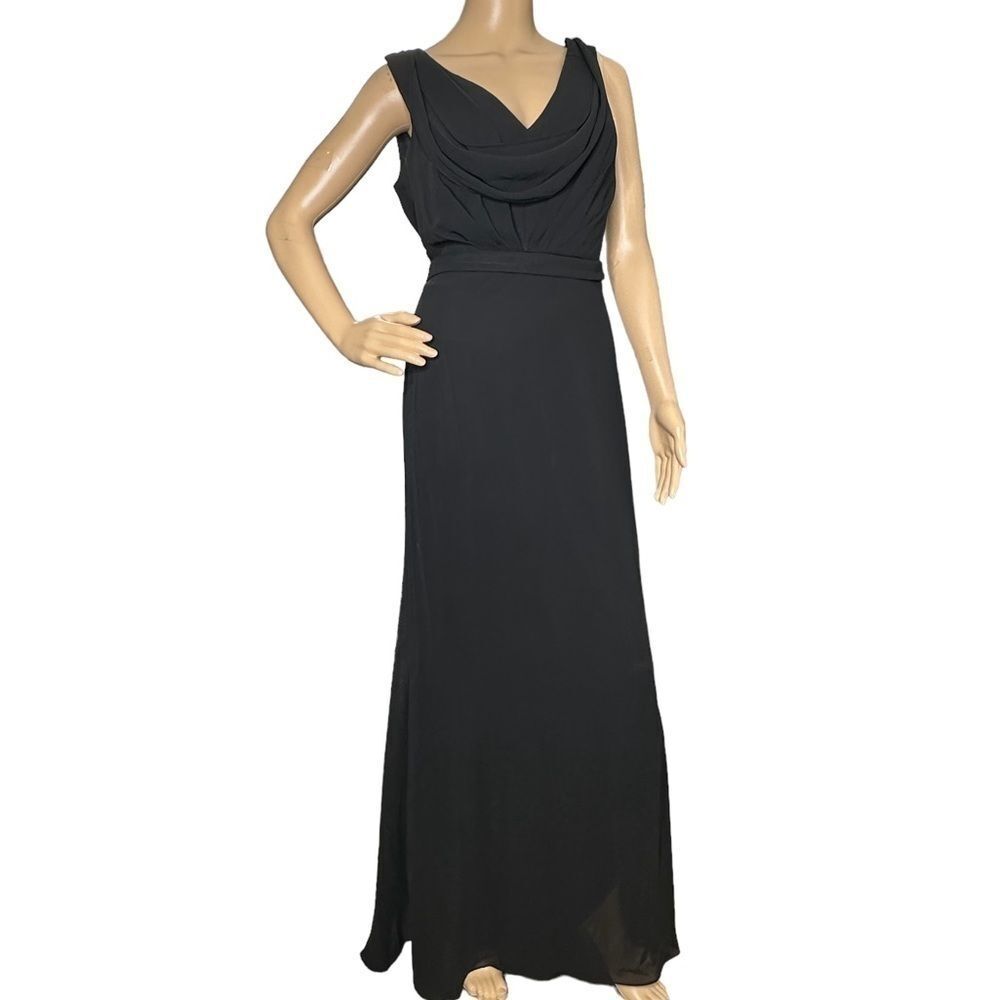 Jenny Packham Sleeveless Cowl-Back Trumpet Gown black NWT 6